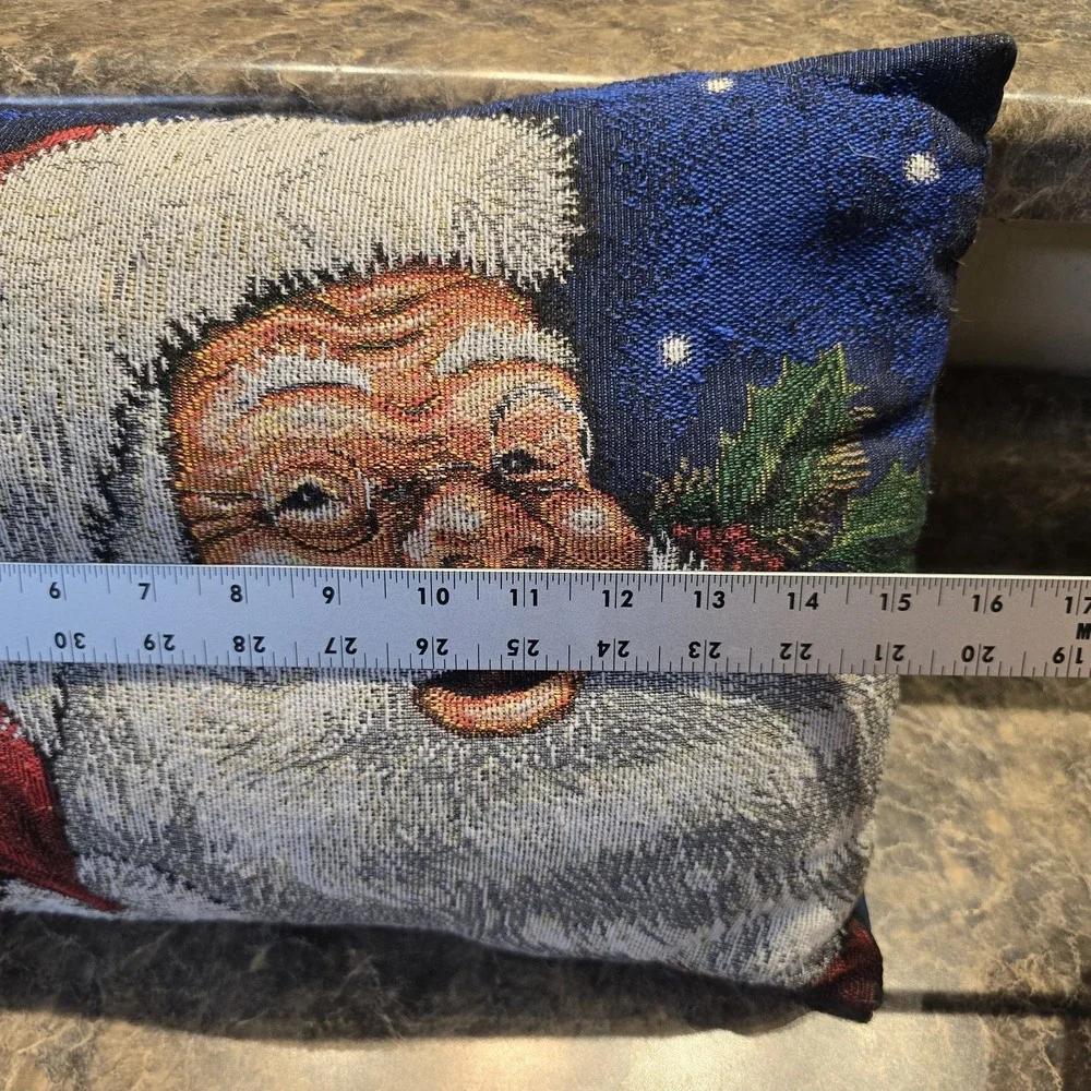 Rectangle Tapestry Santa Pillow Measures 17